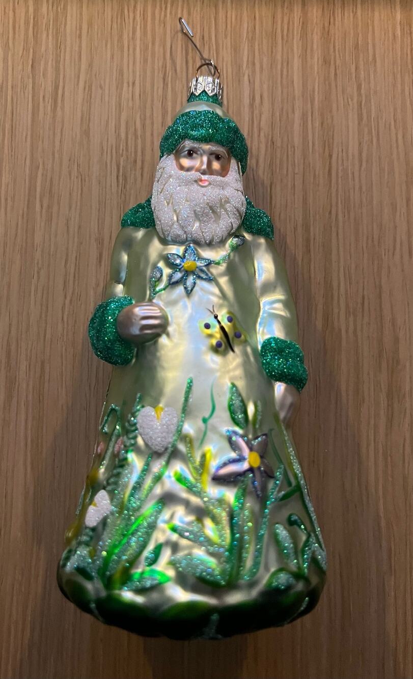 Patricia Breen Rainforest Santa Claus Blown Glass Large Ornament 7" 1998